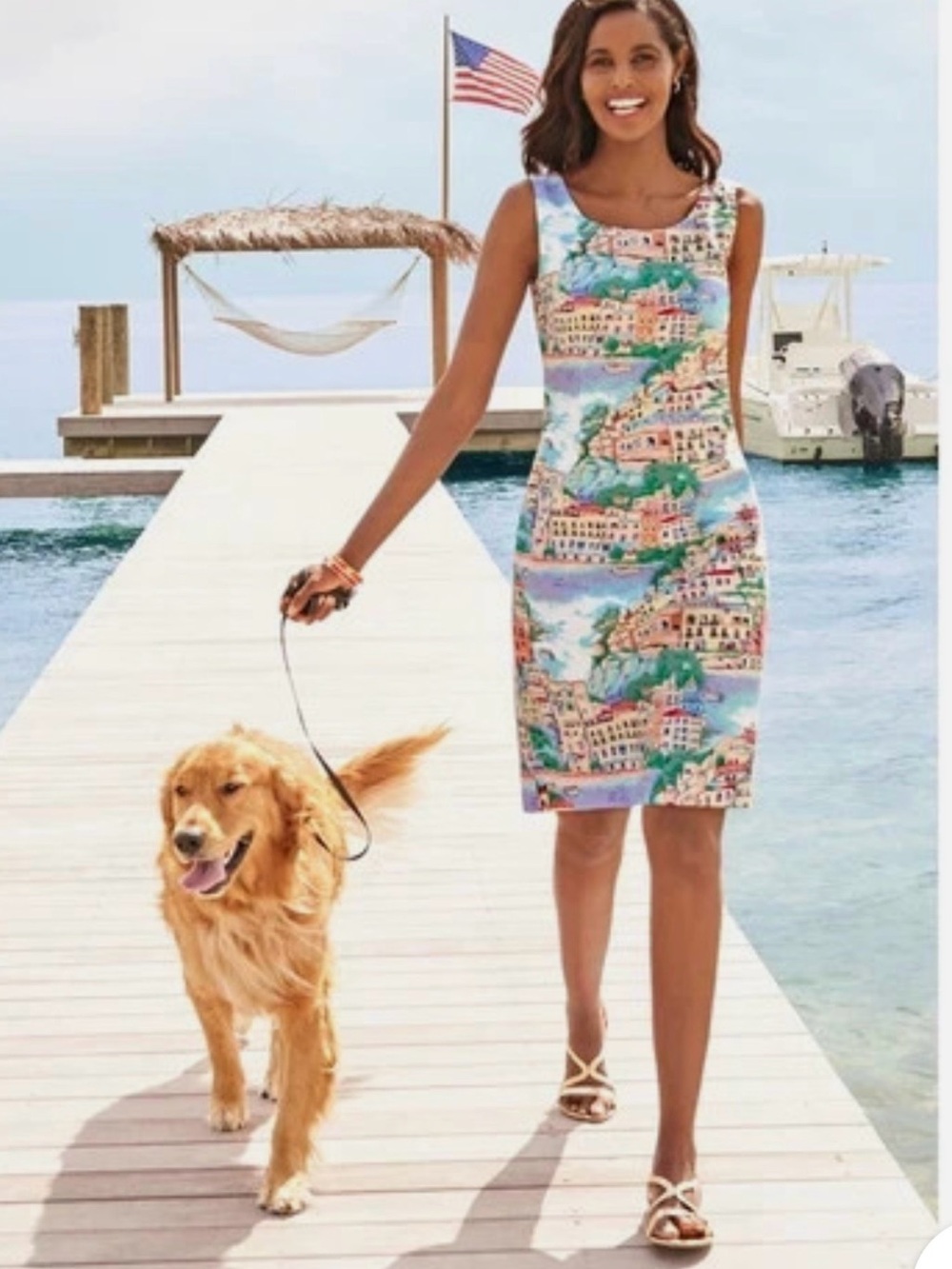 Talbots Multi-Color Mediterranean Print Sleeveless Shift Dress size 10